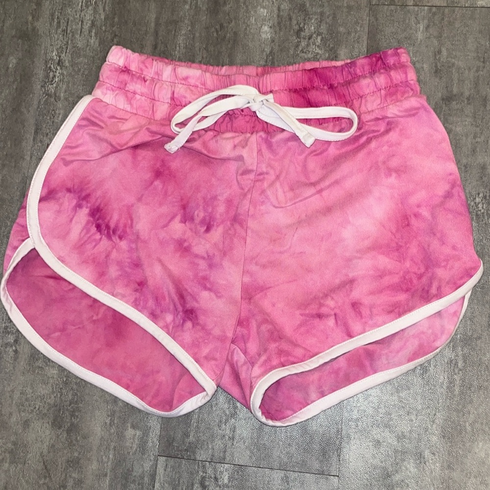 Pink tie dye dolphin shorts